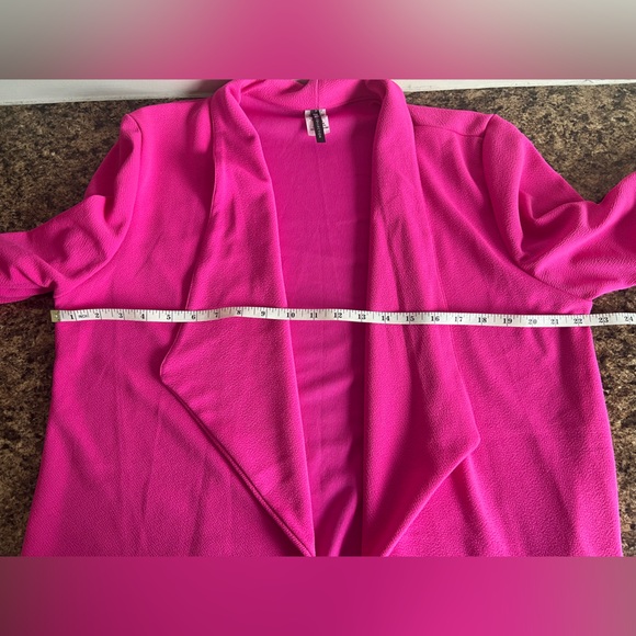 WOMEN'S PLUS SIZE 2XL LIGHTWEIGHT OPEN FRONT SOLID Hot Pink BLAZER JACKET - Picture 4 of 4